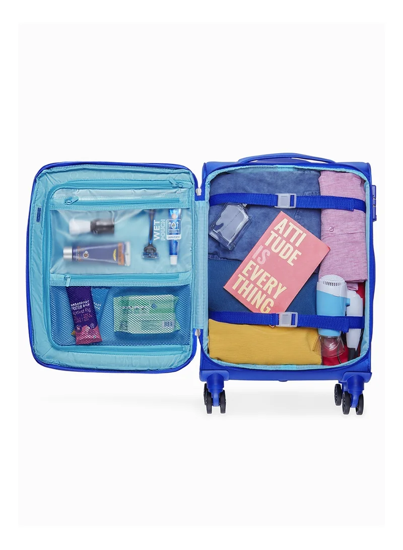 American Tourister  American Tourister Majoris + Suitcase, Set of 3, Cabin, Medium & Large (59 + 70 + 83 cm), 4 Spinner Wheels, Soft Top, 100% Polyester, Blue|Corner Guards|Multi Front Pocket|TSA Combination Lock|Expandable|Retractable Aluminum Handle - 3 Years Global Warranty  | Best Price UAE