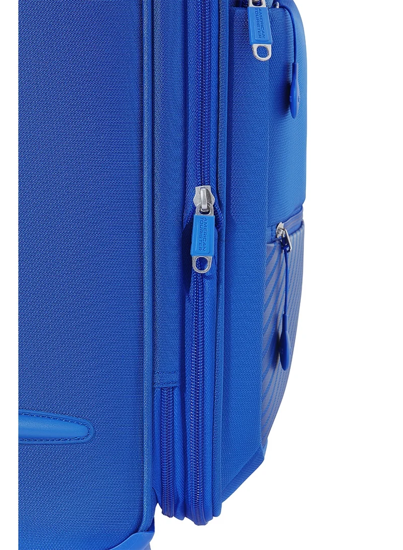 American Tourister  American Tourister Majoris + Suitcase, Set of 3, Cabin, Medium & Large (59 + 70 + 83 cm), 4 Spinner Wheels, Soft Top, 100% Polyester, Blue|Corner Guards|Multi Front Pocket|TSA Combination Lock|Expandable|Retractable Aluminum Handle - 3 Years Global Warranty  | Best Price UAE