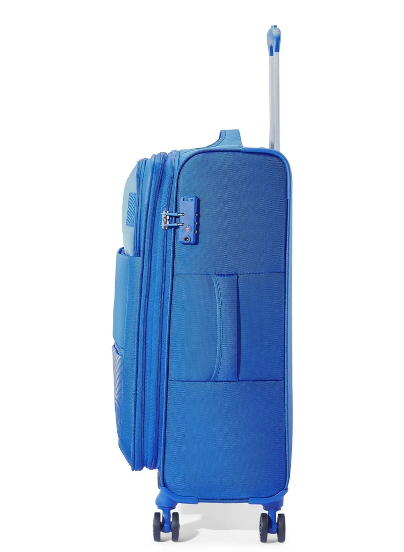 American Tourister  American Tourister Majoris + Suitcase, Set of 3, Cabin, Medium & Large (59 + 70 + 83 cm), 4 Spinner Wheels, Soft Top, 100% Polyester, Blue|Corner Guards|Multi Front Pocket|TSA Combination Lock|Expandable|Retractable Aluminum Handle - 3 Years Global Warranty  | Best Price UAE