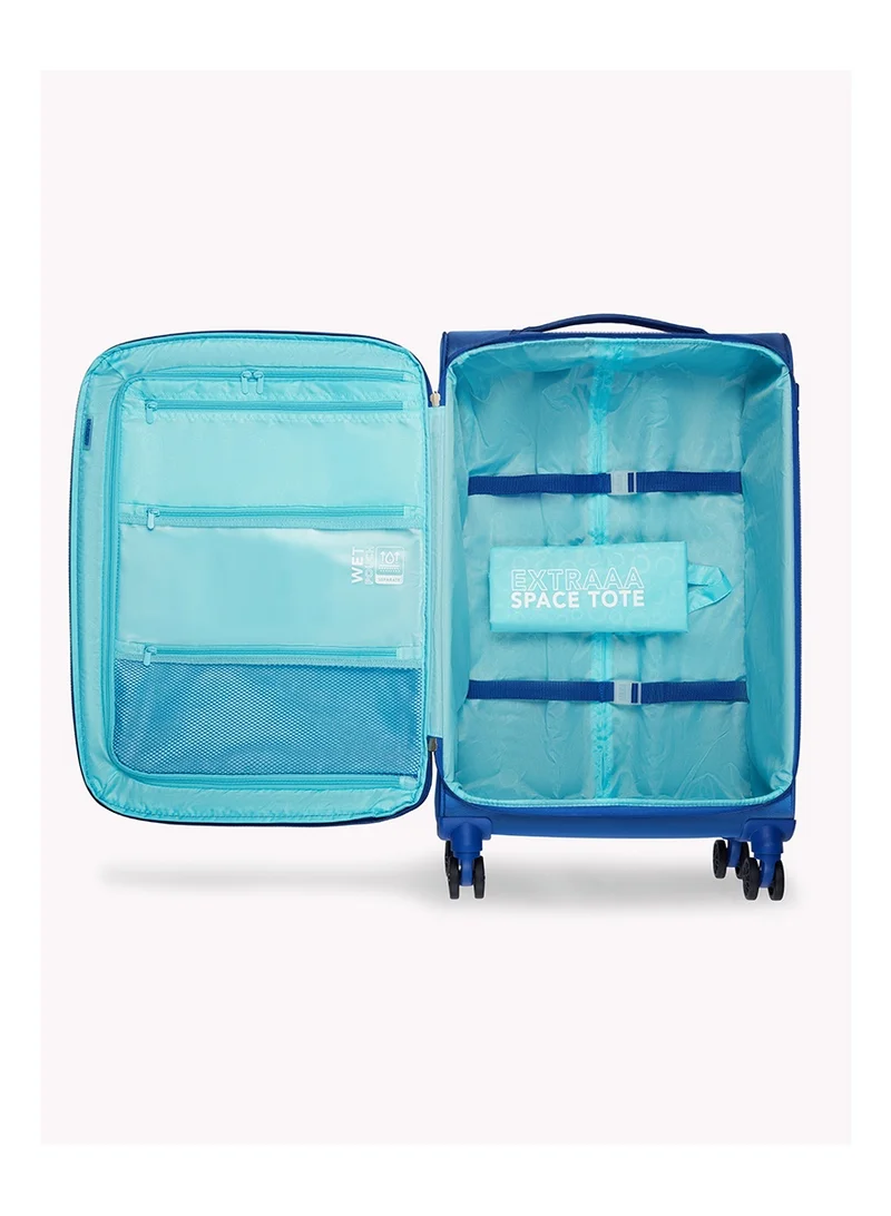 American Tourister  American Tourister Majoris + Suitcase, Set of 3, Cabin, Medium & Large (59 + 70 + 83 cm), 4 Spinner Wheels, Soft Top, 100% Polyester, Blue|Corner Guards|Multi Front Pocket|TSA Combination Lock|Expandable|Retractable Aluminum Handle - 3 Years Global Warranty  | Best Price UAE