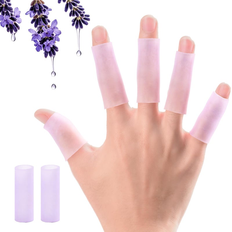Kimihome 20 PCS Gel Finger Sleeve Protectors - Silicone Finger Sleeves with Lavender Extract - Finger Cots Bandages Provide Relief for Finger Cracking, Corns, Blisters and Calluses Protect (Purple) - Image 1