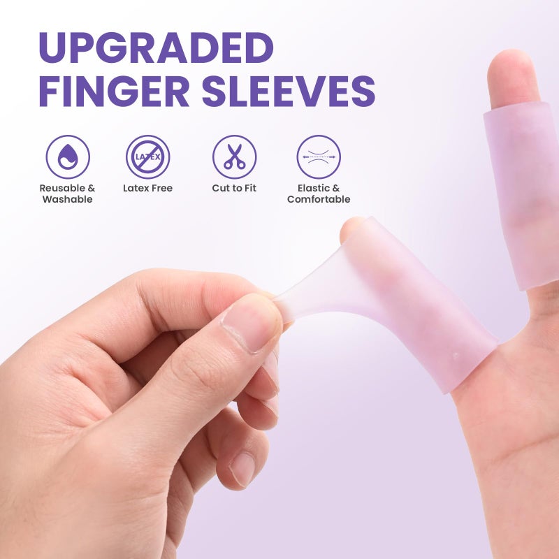 Kimihome 20 PCS Gel Finger Sleeve Protectors - Silicone Finger Sleeves with Lavender Extract - Finger Cots Bandages Provide Relief for Finger Cracking, Corns, Blisters and Calluses Protect (Purple) - Image 3