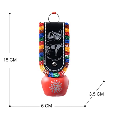 Tej Gifts Swiss Cow Bell – Metal Vastu Bell, DDLJ Style Hanging Bell Key Chain, Car & Door Hanging, Religious Wall Décor & Good Luck Gift (Size 4 = 6 cm x 3.5 cm x 15 cm) - Image 2