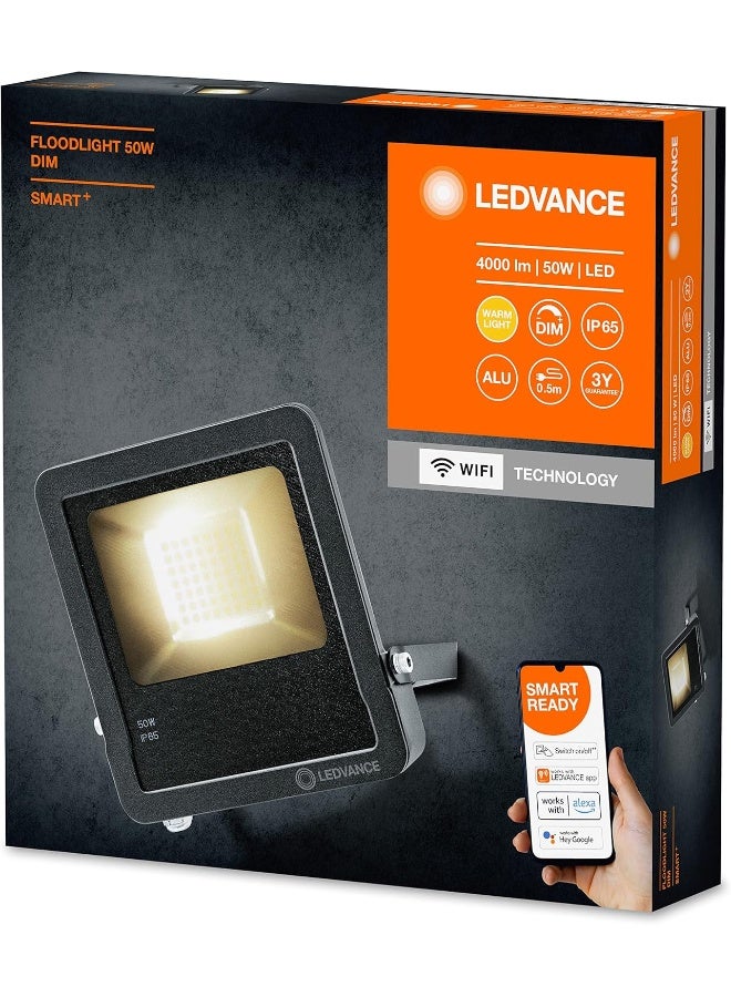 OSRAM LEDVANCE Smart LED Outdoor Luminaire with WiFi Technology, FLOODlights for Outside, Warm White (3000K), Dimmable, 50 W, Dark Gray Aluminum, Compatible with Google and Alexa Voice - Image 2