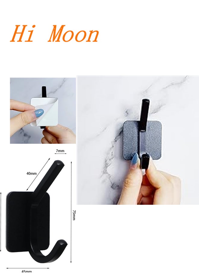 Hi Moon Adhesive Hooks, Heavy Duty Wall Hooks Waterproof Aluminum Hooks，Be available for Hanging Coat,Hat,Towel,Robe,Key,Clothes,Closet Hook Wall Mount for Home, Kitchen, Bathroom，Office (4, Black)  - Image 5