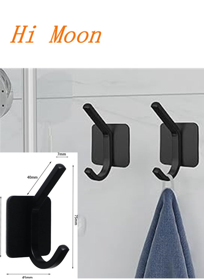 Hi Moon Adhesive Hooks, Heavy Duty Wall Hooks Waterproof Aluminum Hooks，Be available for Hanging Coat,Hat,Towel,Robe,Key,Clothes,Closet Hook Wall Mount for Home, Kitchen, Bathroom，Office (4, Black)  - Image 2