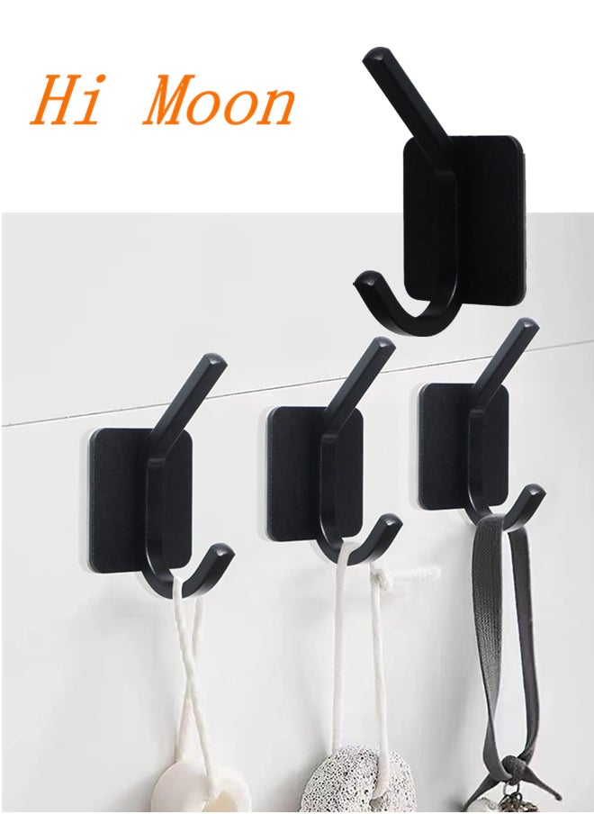 Hi Moon Adhesive Hooks, Heavy Duty Wall Hooks Waterproof Aluminum Hooks，Be available for Hanging Coat,Hat,Towel,Robe,Key,Clothes,Closet Hook Wall Mount for Home, Kitchen, Bathroom，Office (4, Black)  - Image 3