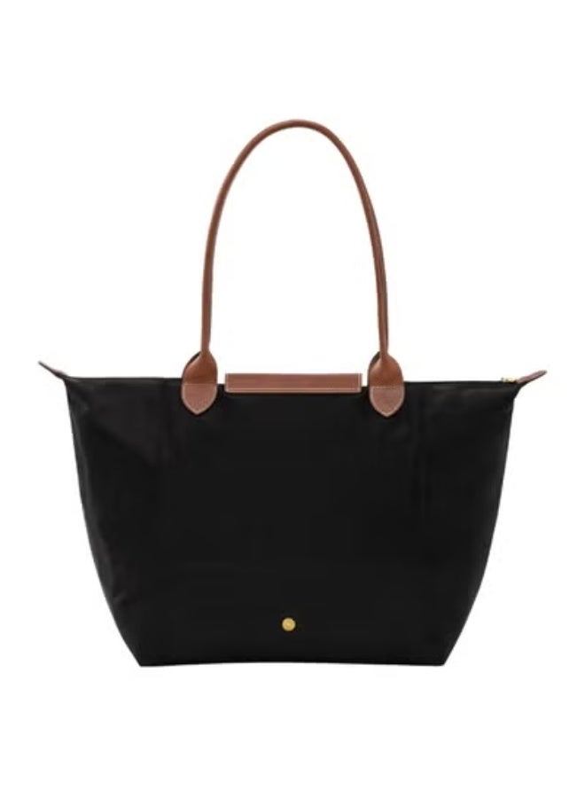 Longchamp Women’s Camera Shoulder Bag | Large Capacity Tote | Recycled Polyamide Canvas | Leather Trim | Zip Closure | 28cm Black - Image 2