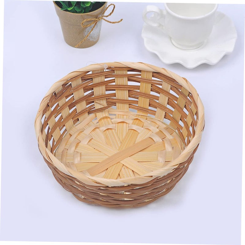 Handmade Bamboo Fruit Basket Set 2 Pcs Kitchen Picnic Storage Food Serving Bowls - Image 4
