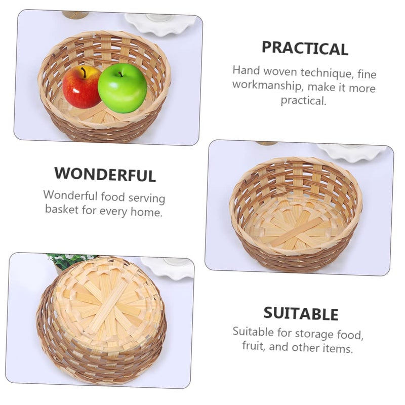 Handmade Bamboo Fruit Basket Set 2 Pcs Kitchen Picnic Storage Food Serving Bowls - Image 3