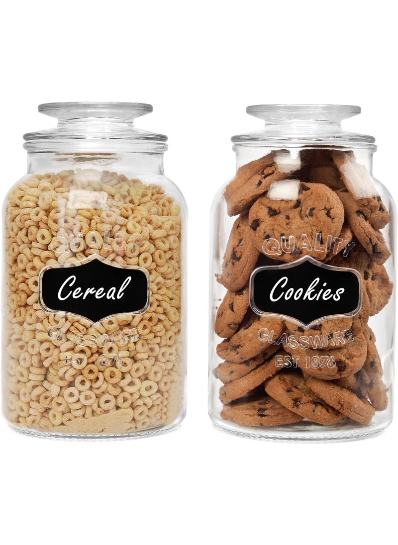 Estilo Estilo Round Glass Canister Jars with Airtight Lids Ideal for Cookies Candies Cereal  Cookie Jar  Includes Chalkboard Labels and Chalk  12 Gallon Set of 2 Clear  - Image 2