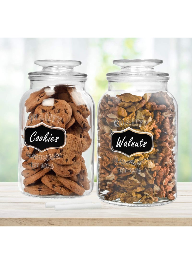Estilo Estilo Round Glass Canister Jars with Airtight Lids Ideal for Cookies Candies Cereal  Cookie Jar  Includes Chalkboard Labels and Chalk  12 Gallon Set of 2 Clear  - Image 4