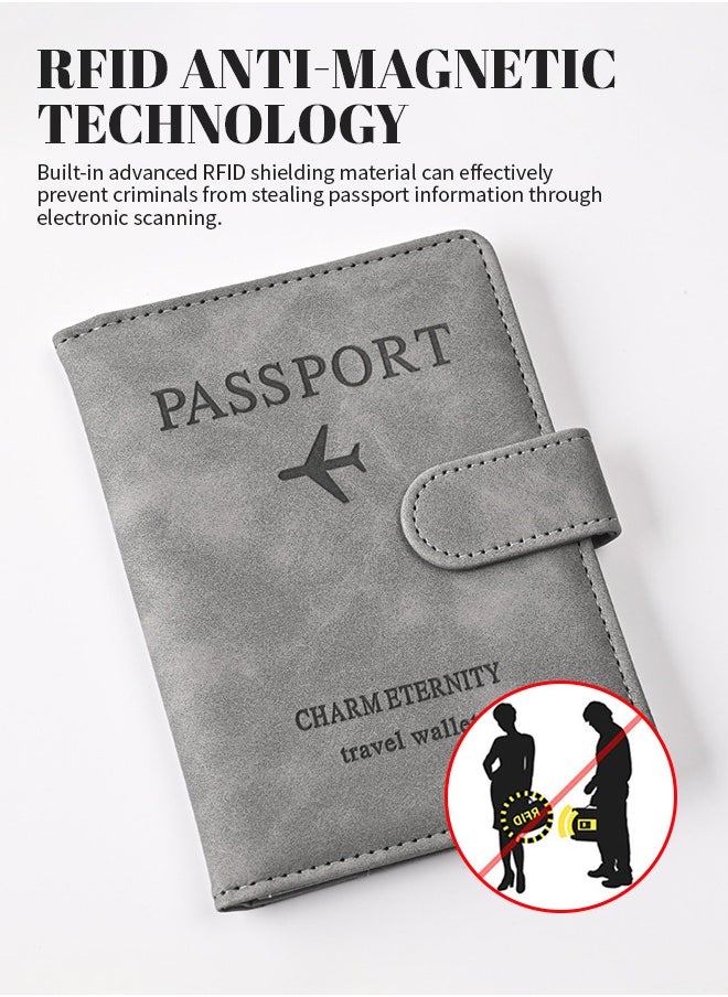 2pcs Portable Passport Holder, Waterproof Passport Case with Luggage Tags, RFID Anti-Theft Brush Travel Wallet, Suitable for Storing Passports, Cash, Bank Cards