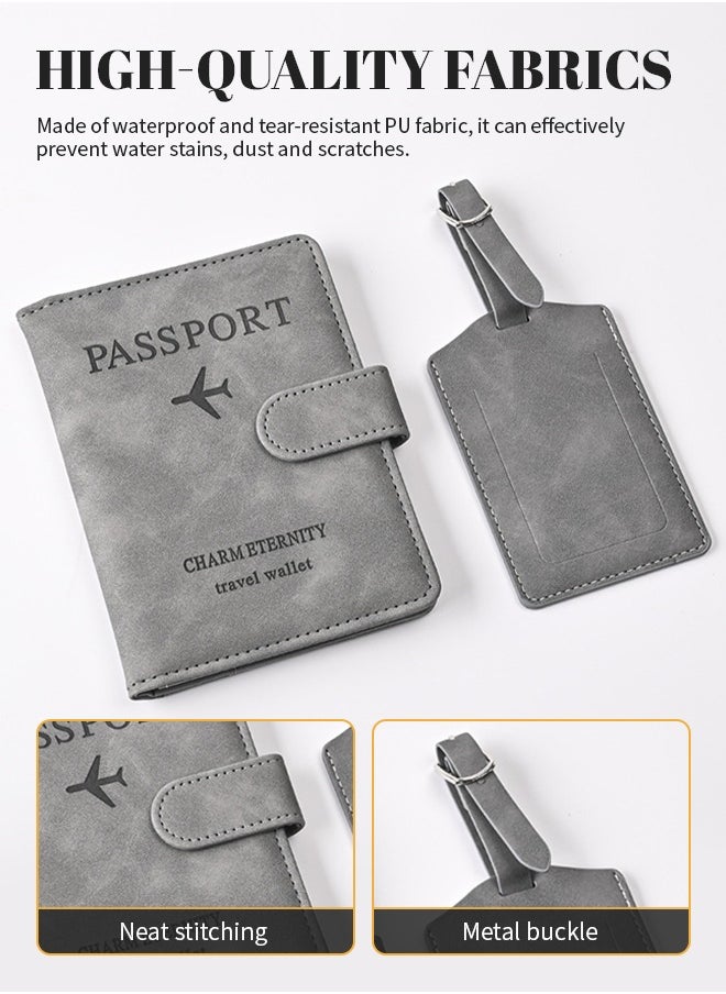2pcs Portable Passport Holder, Waterproof Passport Case with Luggage Tags, RFID Anti-Theft Brush Travel Wallet, Suitable for Storing Passports, Cash, Bank Cards