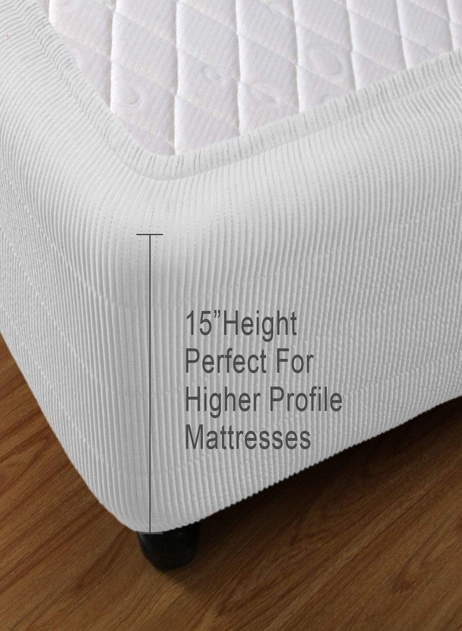 Marquess Box Spring Cover-Premium Elastic Box Spring Wrap Around Bed Skirt, Queen Size Box Spring Cover Bed Frame Cover,15 Inches Tall(White,Queen) - Image 4