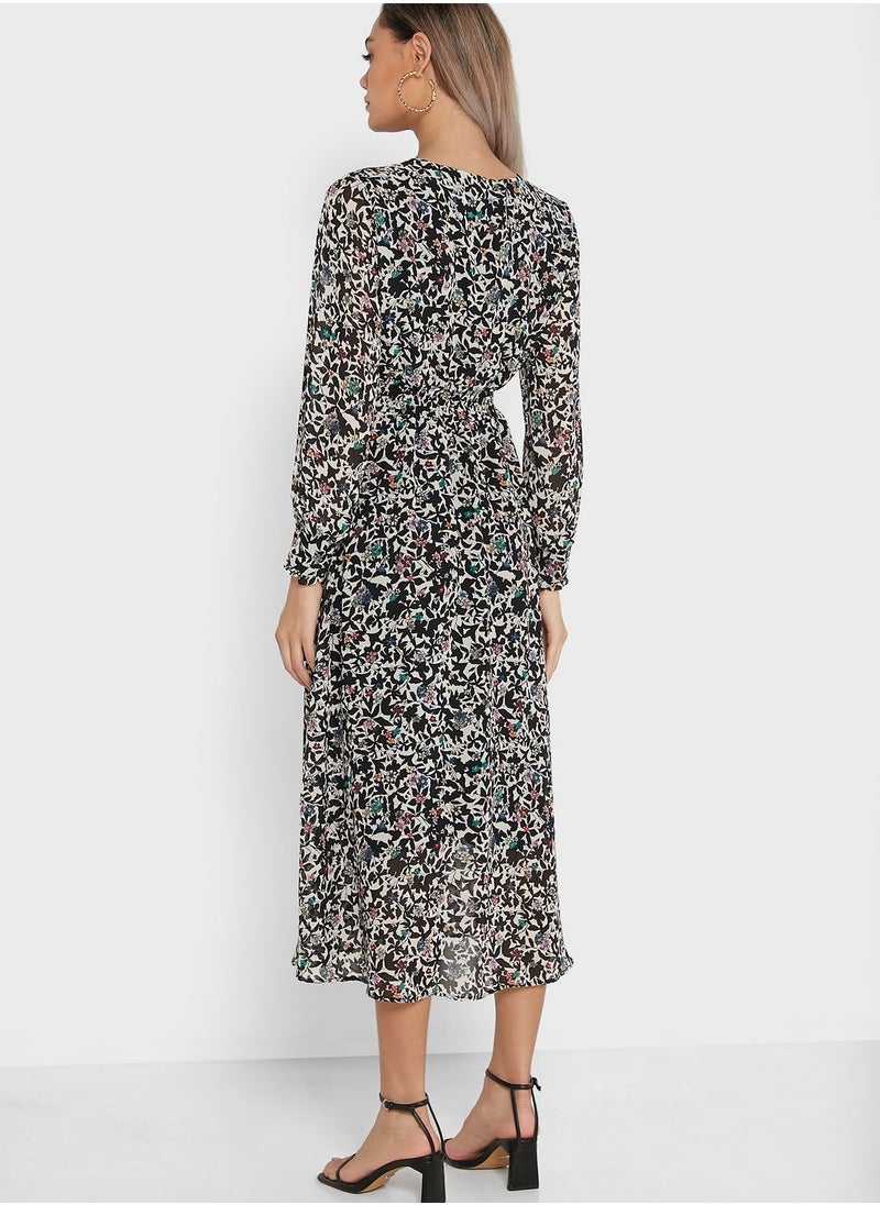 ONLY - Floral Print V-Neck Dress - Image 1