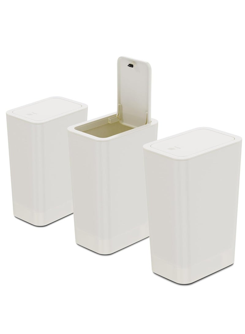 TRASSLE 3 Pack 2.6 Gallon / 10L Bathroom Trash Can with Lid,Kitchen Garbage Can Small Trash Bin Waste Basket for Bathroom,Kitchen,Bedroom,Living Room,Office - Image 1