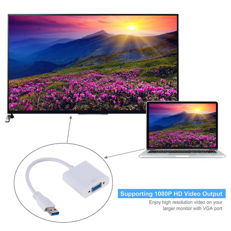 محول USB3.0 إلى VGA كرت فيديو خارجي USB إلى VGA محول VGA لحواسيطة سطح المكتب ولاب توب لشاشة عرض أو أجهزة عرض - Image 2