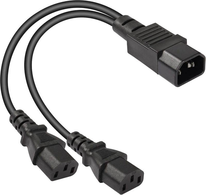CERRXIAN 1FT IEC 320 C14 to Dual C13 Power CableC14 Male to 2X C13 Female Y Splitter AC Conversion CableSuitable for ComputerProjector ScannerPrinterEtcc14c13c13 - Image 1