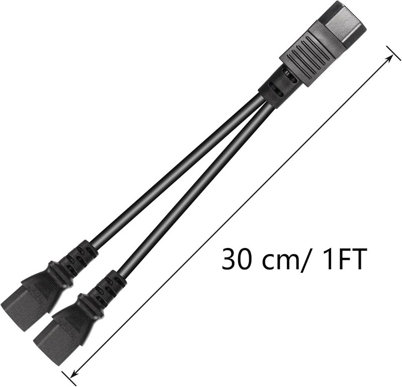 CERRXIAN 1FT IEC 320 C14 to Dual C13 Power CableC14 Male to 2X C13 Female Y Splitter AC Conversion CableSuitable for ComputerProjector ScannerPrinterEtcc14c13c13 - Image 4