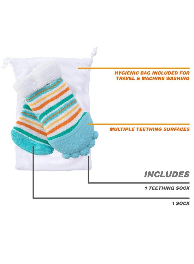 Nuby Nuby Soothing Teether Sock, Baby Blue Stripes, 5" - Image 3