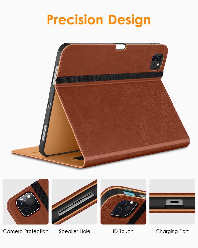 DTTO for iPad Pro 12.9 6th / 5th / 4th / 3rd Generation Case 2022/2021/2020/2018, Premium Leather Folio Stand Cover with Built-in Apple Pencil Holder -Auto Wake/Sleep and Multi Viewing Angles,Brown - Image 3