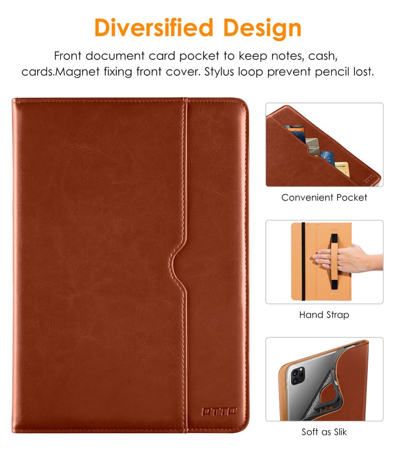 DTTO for iPad Pro 12.9 6th / 5th / 4th / 3rd Generation Case 2022/2021/2020/2018, Premium Leather Folio Stand Cover with Built-in Apple Pencil Holder -Auto Wake/Sleep and Multi Viewing Angles,Brown - Image 4