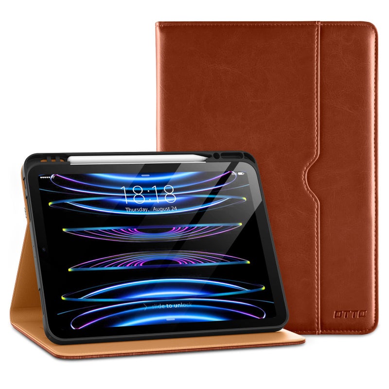 DTTO for iPad Pro 12.9 6th / 5th / 4th / 3rd Generation Case 2022/2021/2020/2018, Premium Leather Folio Stand Cover with Built-in Apple Pencil Holder -Auto Wake/Sleep and Multi Viewing Angles,Brown - Image 1