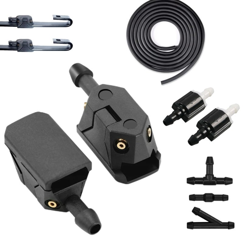 Click&Fit ClickFit Windshield Washer Nozzles compatible with Ford Transit Freightliner Dodge Sprinter VW Crafter Peterbilt 4way nozzles for Wiper Arm 89mm 031035in including hose and check valves - Image 2