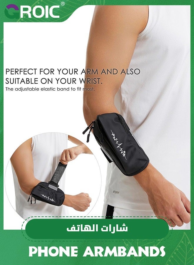 GROIC Black Universal Adjustable Sports Armband Comfort Running and Wristband Cell Phone Holder for Exercise Workout, Compatible with iPhone 15/14/Plus/Pro/13 Samsung Galaxy All Phones - Image 3