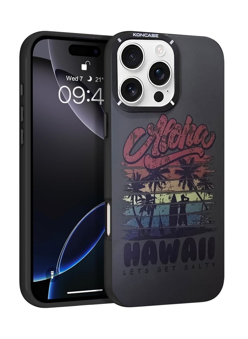 Techie غطاء خلفي من السيليكون TPU بتصميم جمالي ألوها هاواي مع واقي عدسة الكاميرا المرتفع لآيفون 16 برو ماكس - Image 1