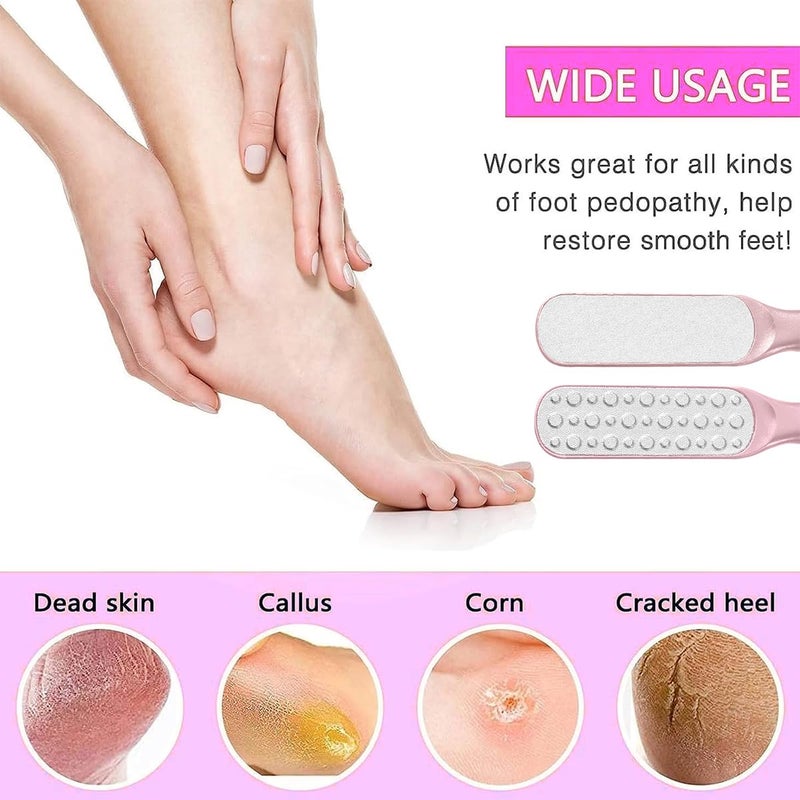 Foot File - Double Sided, Pedicure Foot Scrubber, Scraper Callus Remover, Foot Rasp For Cracked Heel & Foot Corn Removal, Dead Skin Exfoliator For Feet, (Light Pink) - Image 2