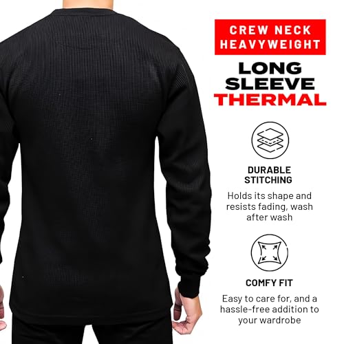 Access Men's Heavyweight Long Sleeve Thermal Crew Neck Top Black 2X - Image 2