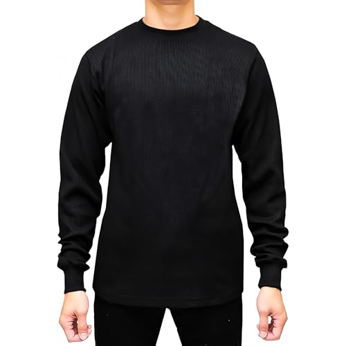 Access Men's Heavyweight Long Sleeve Thermal Crew Neck Top Black 2X - Image 3