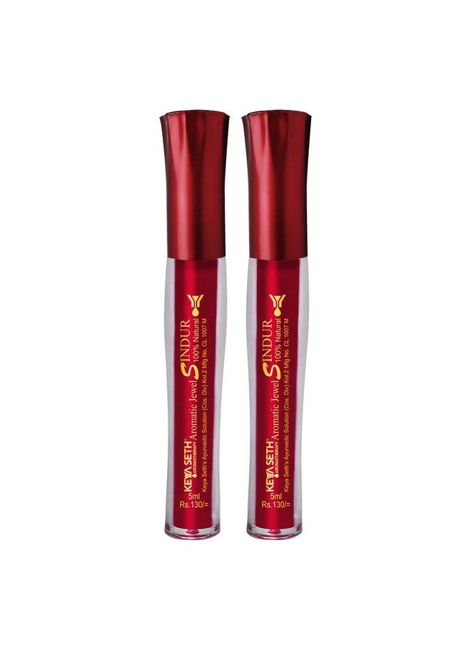 KEYA SETH AROMATHERAPY, DEVICE OF DROP KEYA SETH AROMATHERAPY, DEVICE OF DROP Aromatic 100% Natural Liquid Sindoor Maroon with Sponge-Tip- Applicator- Long lasting Chemical free & Waterproof with Floral Pigment-5ml (Pack of 2)  - Image 1