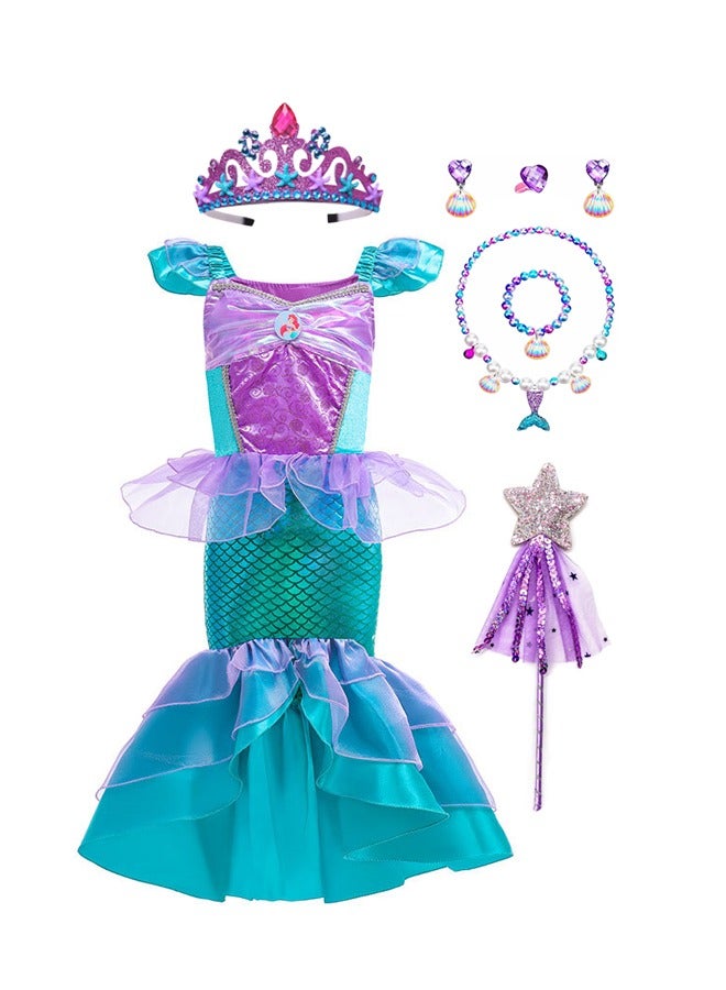 Little Girls Mermaid Princess Costume Party Dress For Kids Mermaid Costume Princess Dress Up With Accessories