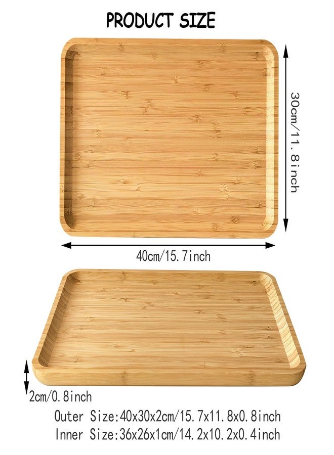 DILLMAN Bamboo Serving Tray Rectangle Platter Breakfast Dinner Food Bed Tray for Eating Kitchen Restaurants (1, 15.7" x 12.8" x 0.8" (no Handle)) - Image 5