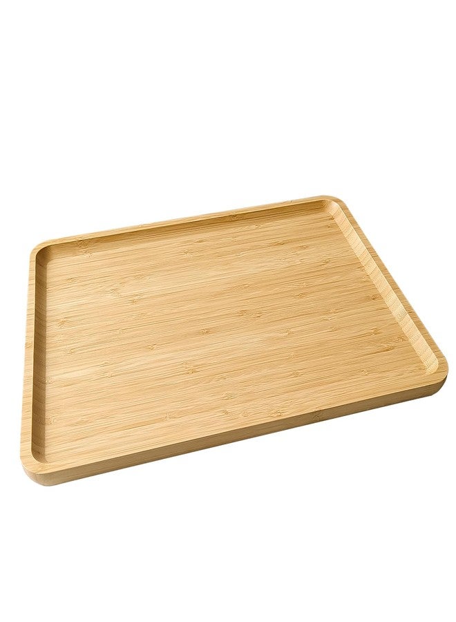 DILLMAN Bamboo Serving Tray Rectangle Platter Breakfast Dinner Food Bed Tray for Eating Kitchen Restaurants (1, 15.7" x 12.8" x 0.8" (no Handle)) - Image 1