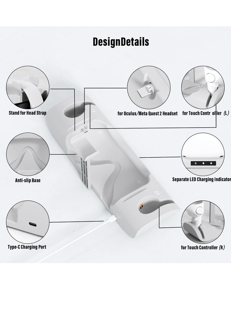 For Oculus Quest 2 USB dock stand, VR headset high-speed charging station with breathing light handle storage - Image 5