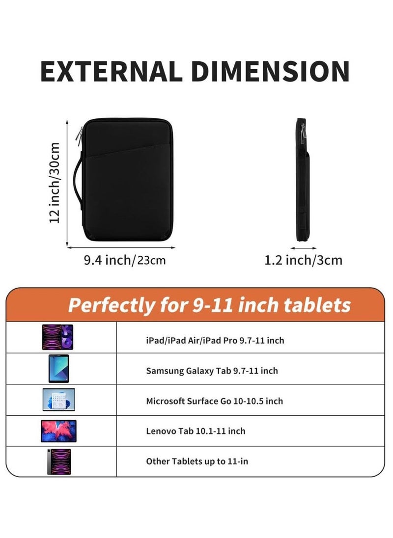 vesus 9.7-11 Inch Tablet Sleeve Case Carrying Case for iPad/iPad Pro/iPad Air/iPad Pro Air/Samsung Galaxy Tablets Shockproof Padded Tablet Pouch Bag - Image 3