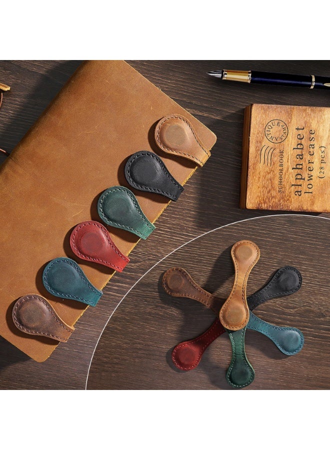 علامات كتب جلدية مغناطيسية، ٣ قطع شخصية ذات طابع vintage، ومشابك لتحديد الصفحات، هدية مناسبة لمحبي القراءة من الرجال والنساء والأطفال، لتنظيم الكابلات والأوراق (أسود + أخضر + بني فاتح) - Image 3