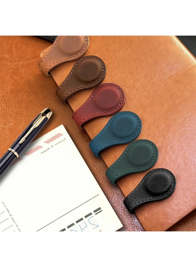 علامات كتب جلدية مغناطيسية، ٣ قطع شخصية ذات طابع vintage، ومشابك لتحديد الصفحات، هدية مناسبة لمحبي القراءة من الرجال والنساء والأطفال، لتنظيم الكابلات والأوراق (أسود + أخضر + بني فاتح) - Image 2