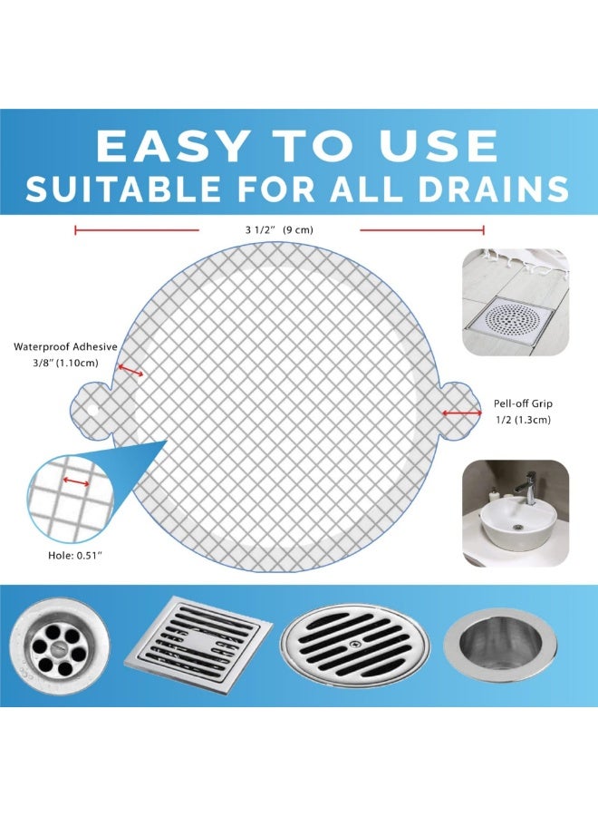 50 Pack Drain Hair Catcher Mesh Stickers – Shower Floor Drain Cover, Strong Adhesive, Disposable Hair Trap for Bathroom, Laundry & Kitchen, Round - Image 4