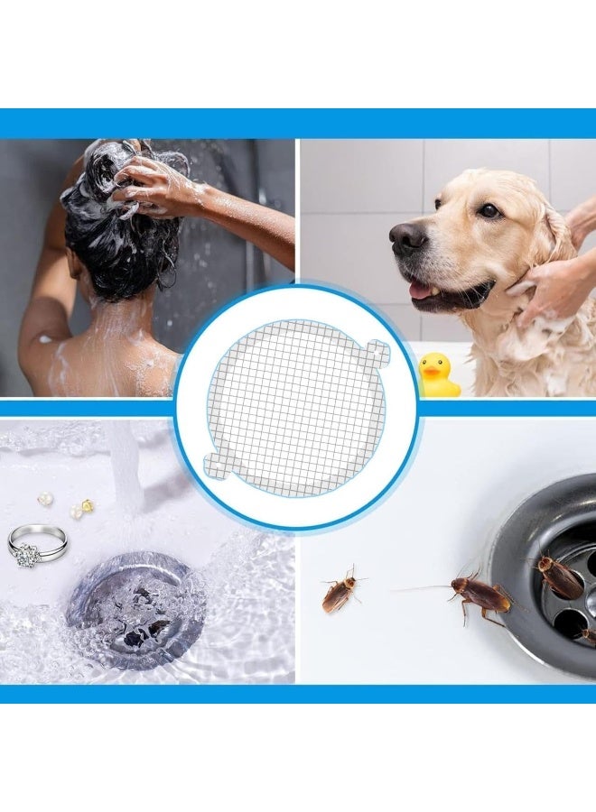 50 Pack Drain Hair Catcher Mesh Stickers – Shower Floor Drain Cover, Strong Adhesive, Disposable Hair Trap for Bathroom, Laundry & Kitchen, Round - Image 2