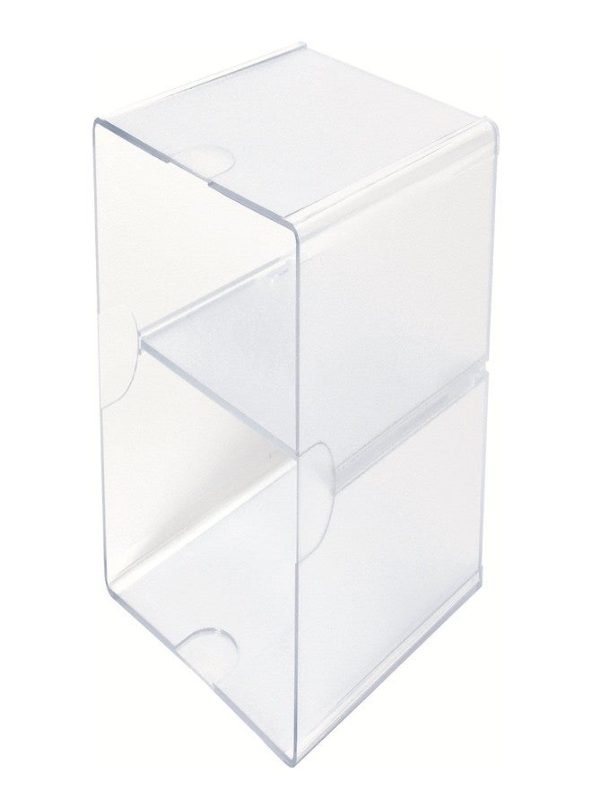 Deflecto Stackable Divided Cube Organizer, Desk and Craft Organizer, Clear, Removable Divider, 6"W x 6"H x 6"D (350701),Small - Image 3