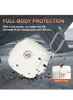 Excefore حافظة لسماعات Beats Fit Pro، حافظة حماية من السيليكون لسماعات Apple Beats Fit Pro، مع واقي لسماعات Beats Fit Pro 2021 مقاوم للصدمات، مع سلسلة مفاتيح مضادة للضياع (أبيض)  - Image 4
