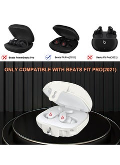 Excefore حافظة لسماعات Beats Fit Pro، حافظة حماية من السيليكون لسماعات Apple Beats Fit Pro، مع واقي لسماعات Beats Fit Pro 2021 مقاوم للصدمات، مع سلسلة مفاتيح مضادة للضياع (أبيض)  - Image 3