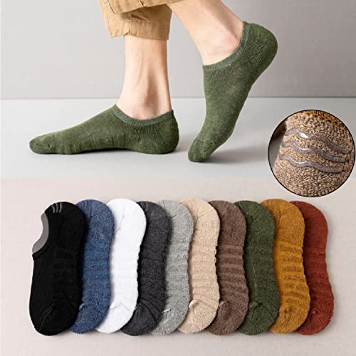 TENDSY Men's Cotton No Show Socks, Anti Slip Silicon, Terry Loafer/Low Cut, Multi Colours, Pack of 10 Pairs, Free Size - Image 2