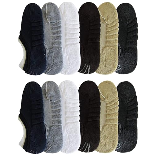 TENDSY Men's Cotton No Show Socks, Anti Slip Silicon, Terry Loafer/Low Cut, Multi Colours, Pack of 10 Pairs, Free Size - Image 1
