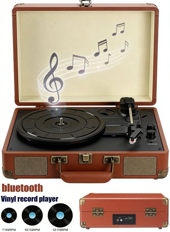 Keranixy Vinyl Record Player, Retro Turntable, 33/45/78 RPM For 7/10/12-inch Records, Vintage Gramophone With Dust Cover, Classic Music Player For Home And Office - Image 1